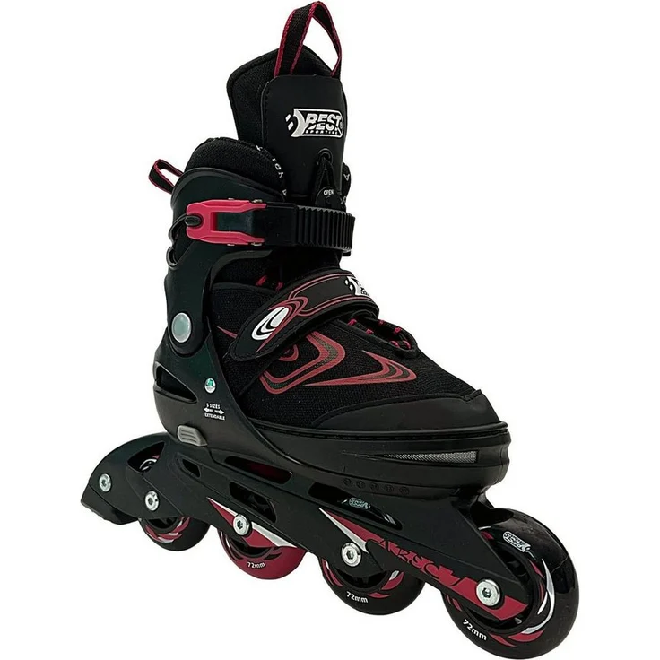 Best Sporting Inlineskates Robuste Inliner für Jugendliche mit Bremse - Größenverstellbar, ABEC 7 Carbon-Kugellager, High Rebound Rollen - Schwarz – Bild 1