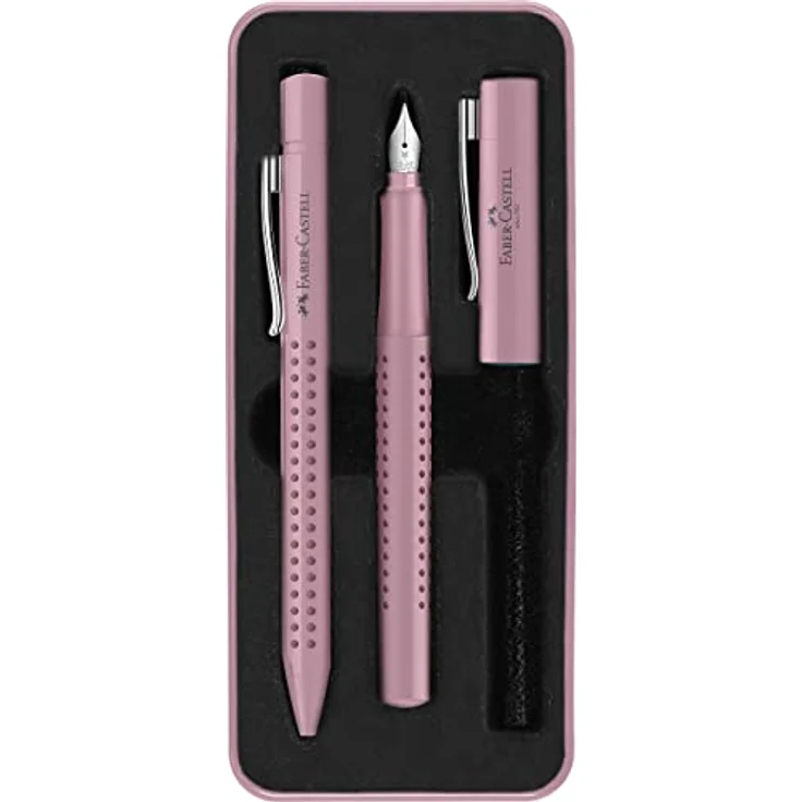 Faber-Castell Füllfederhalter Geschenkset Grip Harmony Füller M und Kuli rose shadows im Metalletui – Bild 2