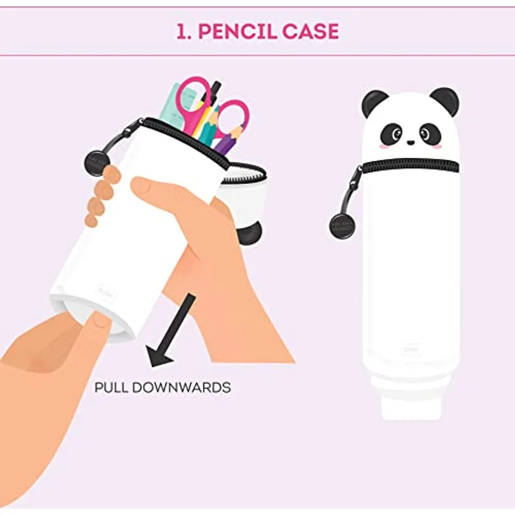 Legami Kawaii Federmäppchen 2 in 1 aus weichem Silikon, Panda – Bild 5