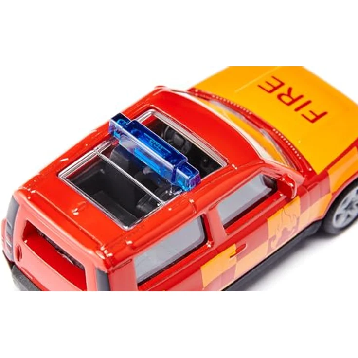 siku 1568, Land Rover Defender Feuerwehr, Spielzeug-Auto, Metall/Kunststoff, Rot/Gelb, Anhängerkupplung, Gummierte Reifen, Blaue Signalbalken – Bild 4