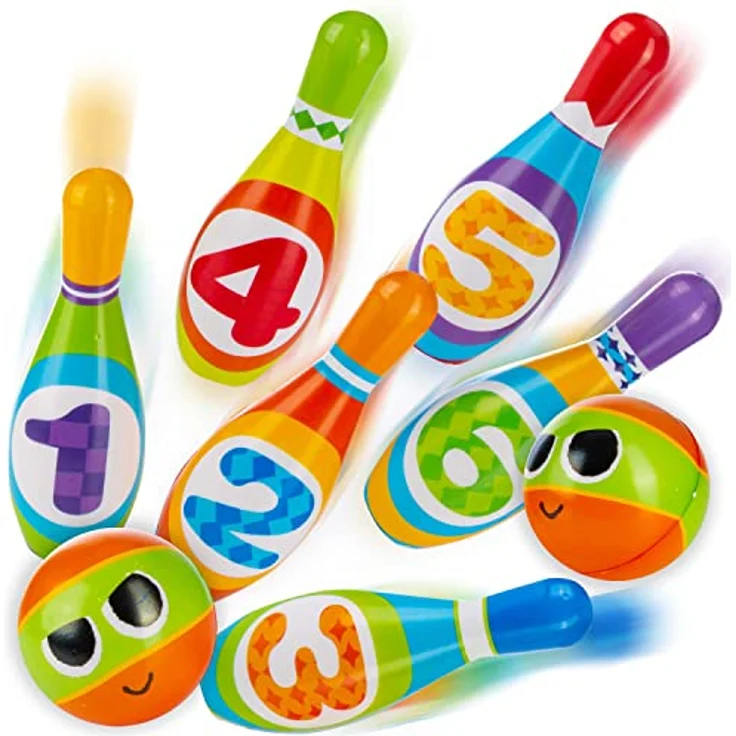all Kids United® Kegelspiel für Kinder Bowling-Set XXL mit 6 weichen PU Kegeln und 2 Bällen; Pädagogisches Lern-Spielzeug für Drinnen & Draußen aus Schaumstoff (6er Set) – Bild 3
