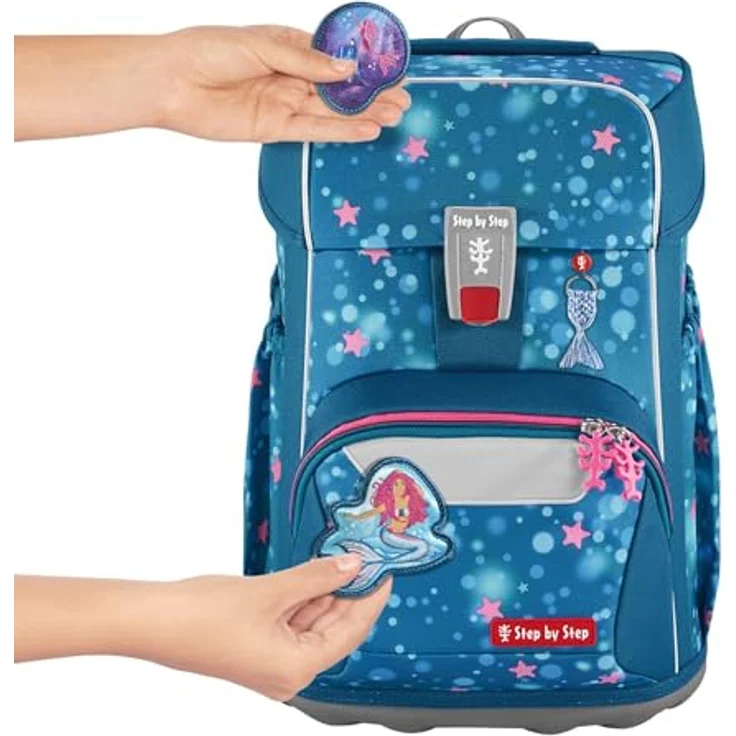 Step by Step Giant Schulranzen-Set „Mermaid Lola“ 23L, blau, ergonomisch, höhenverstellbar, mit Reflektoren – Bild 3