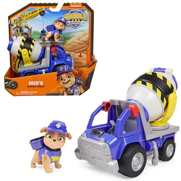 Spin Master Rubble & Crew - Zementmischer-Baufahrzeug mit drehbarer Mischtrommel und abnehmbarer Mix-Spielfigur – Bild 1
