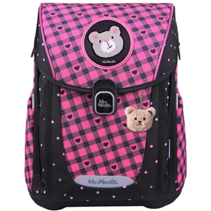 McNeill PRIMO Schulranzen Set 9tlg. (BUDDY), leichter Schulranzen mit ergonomischem Rückensystem, 19 L, inkl. gefülltem Etui, Sportbeutel und pinkfarbener Brotdose – Bild 1