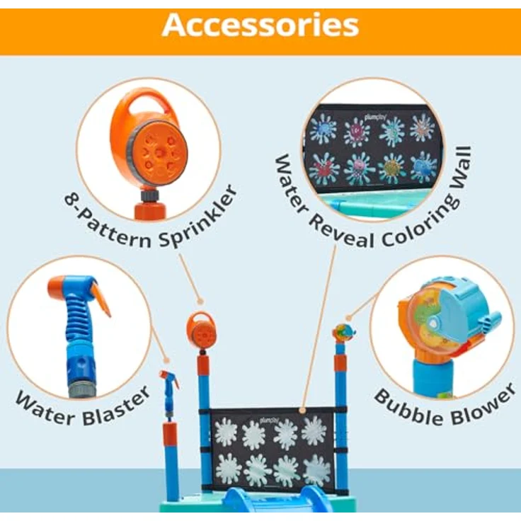 Plum Waterpark Splash Station, Wasserrutschen-Set mit Wasserblaster, 8-Musterregner und rutschfester Spielplattform – Bild 4
