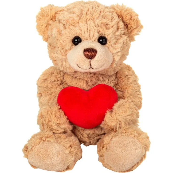 Teddy Hermann® Kuscheltier Teddy mit Herz beige 20 cm, bewegliche Gelenke und hochwertiges Plüschfell