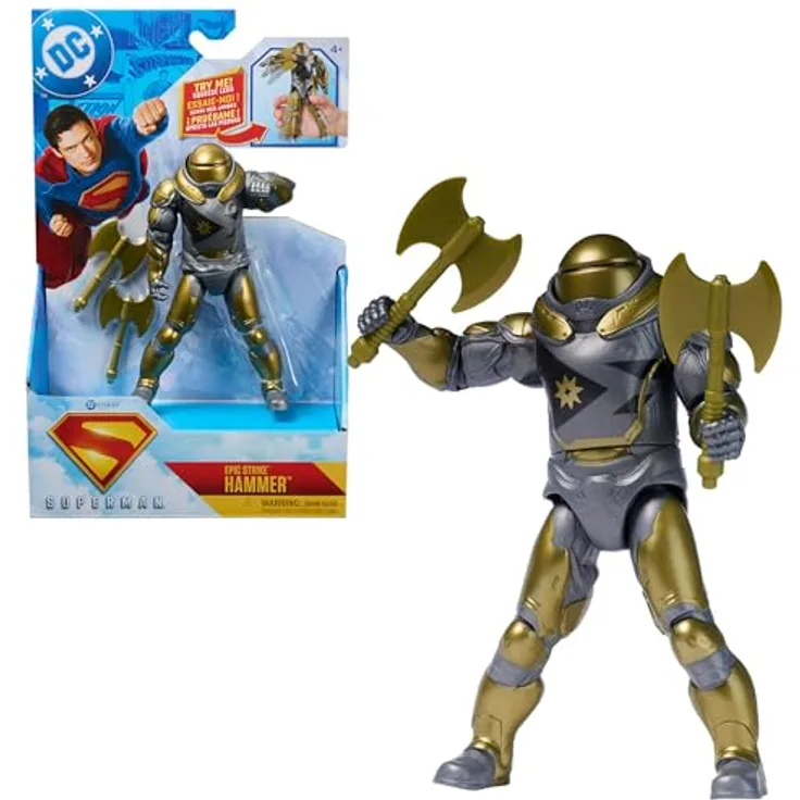 DC Comics Superman - Deluxe Action-Figur The Hammer, 15 cm mit 2 Äxten und speziellen Battle Moves, Spielzeug für Kinder ab 4 Jahren