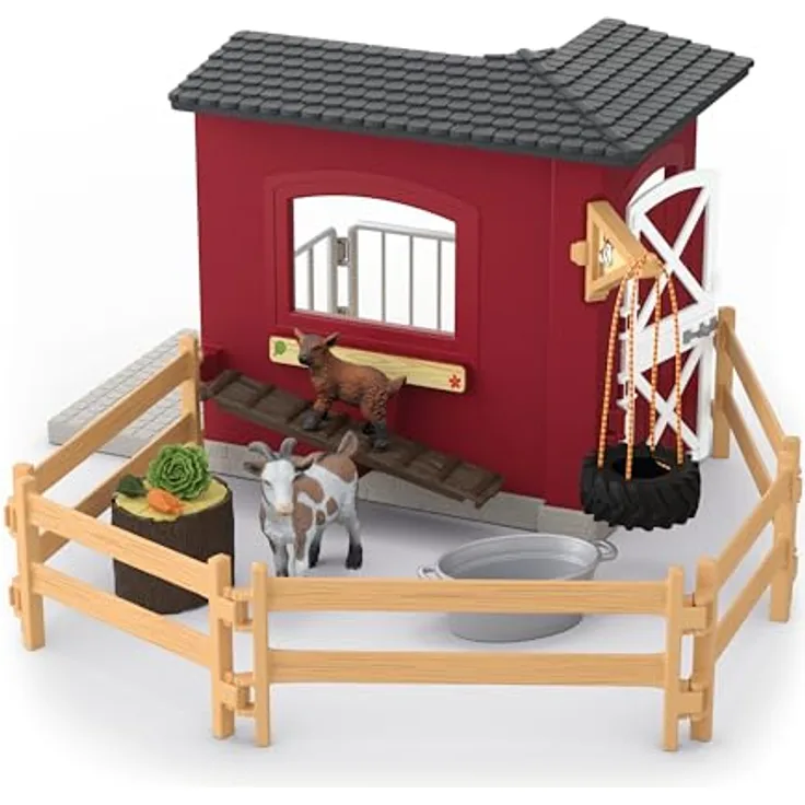 Schleich Ziegenstall Farm World (42726) mit Futterstelle, Wippe und Wasserwanne, neu Juli 2025