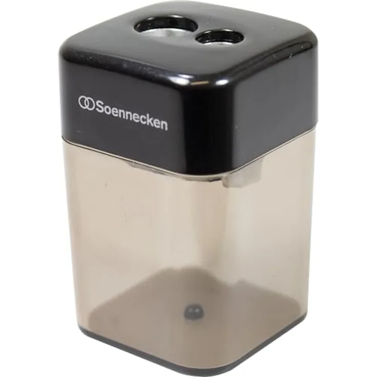 Soennecken Anspitzer Spitzdose 3400, Doppelter Metallspitzer für Stifte mit 8 und 11 mm Durchmesser, schwarz/transparent