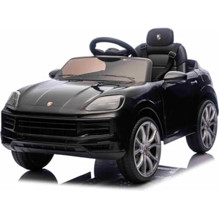 Beneo Motors Porsche Cayenne Kinder Elektroauto 12V, Einzelsitz mit Lithium-Batterie, 2x25W Motoren, 2,4GHz Fernbedienung, MP3/USB/AUX, LED-Lichter, schwarz – Bild 1