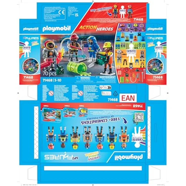 PLAYMOBIL 71468 My Figures Feuerwehr Spielset, Mehrfarbig mit abnehmbaren Zubehör und authentischem Feuerwehr-Equipment für fantasievollen Spielspaß – Bild 8