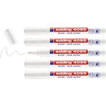 edding 4095 Kreidemarker Set - weiß - 5 Kreidestifte - Rundspitze 2-3 mm - Kreidestift für Tafel abwischbar - zum Beschriften von Fenster, Glas, Spiegel - Tafelstift mit deckenden Farben