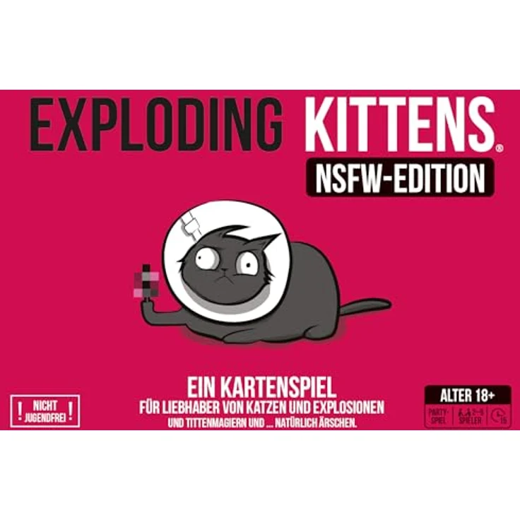 Asmodee Exploding Kittens: NSFW Edition (Auflage 2024), Kartenspiel für Partys, 2-5 Spieler, Ab 18+ Jahren, 15 Minuten, Deutsch, Mehrfarbig – Bild 2