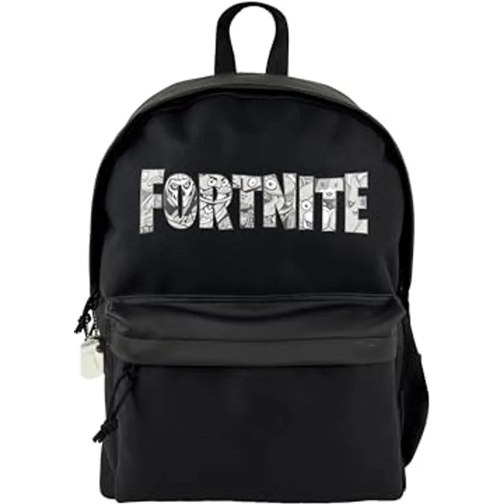 Fortnite Schulrucksack für Kinder, geräumiges Hauptfach, Fronttasche und Seitennetz, Polyester