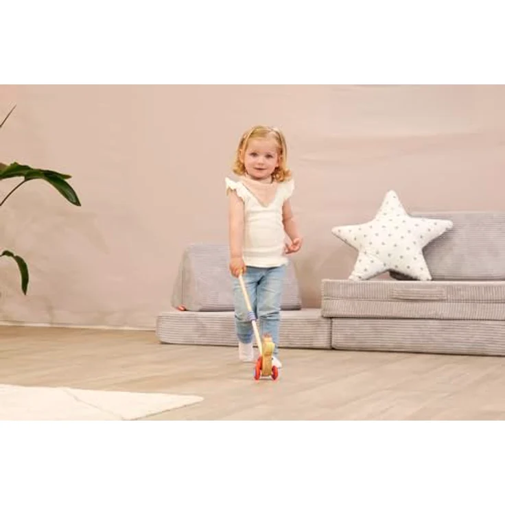 Eichhorn Schiebestab Ente, FSC®- schützt Wald - weltweit, hochwertiges Holz, geräuschlose Silikonreifen, abnehmbarer Stab, Spielspaß für Kinder ab 1 Jahr – Bild 4