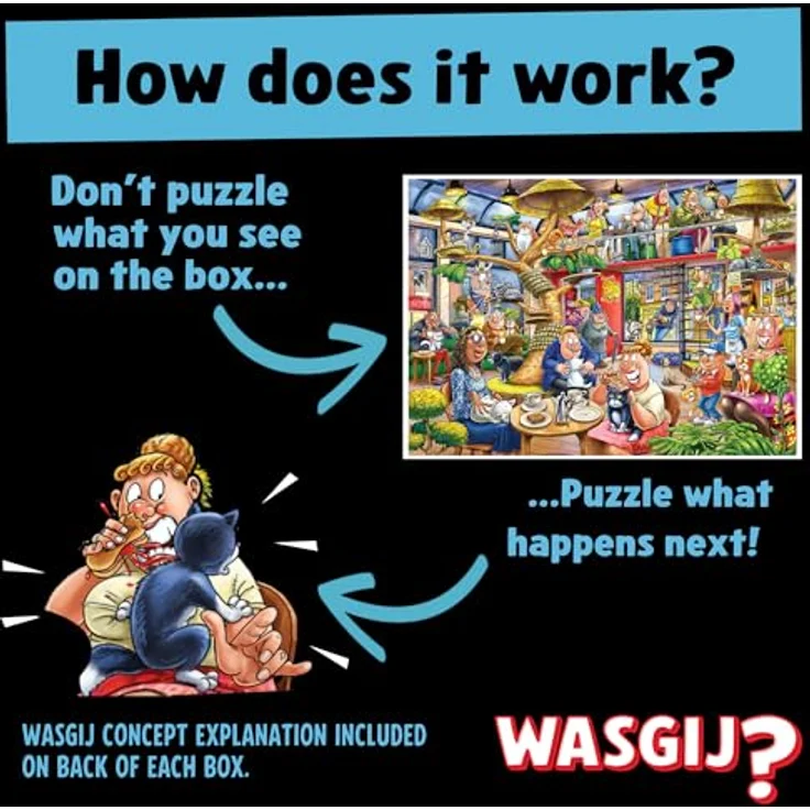 Wasgij Mystery 28 - Feline Frenzy, Puzzle mit 1000 Teilen aus 100% recyceltem Karton, einzigartiges Denkspiel – Bild 3