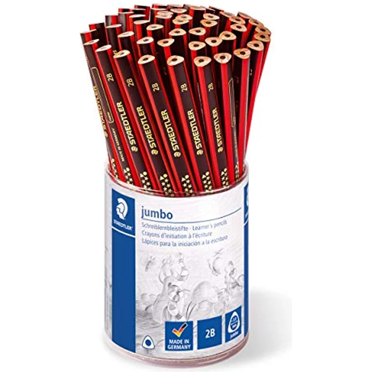 Staedtler 1285 KP50 Noris Club Jumbo Schreiblernstift, Härtegrad 2B, Köcher mit 50 Stück, rot – Bild 1