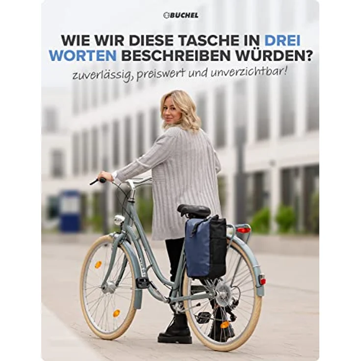 BÜCHEL Fahrradtasche für Gepäckträger I wasserabweisend und bis zu 10kg belastbar I Fahrradtasche Gepäckträger aus Tarpaulin, Gepäckträgertasche, Fahrrad Taschen hinten – Bild 2