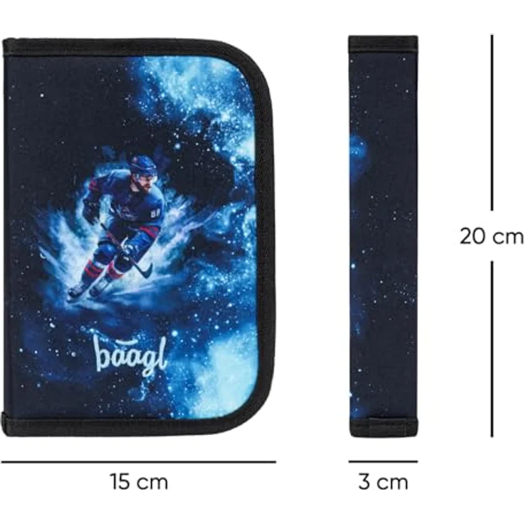 Baagl Federmäppchen Eishockey, Schüleretui mit zwei Klappen, 15 x 20 x 4 cm, robust und praktisch für Buntstifte und Schreibwaren – Bild 5