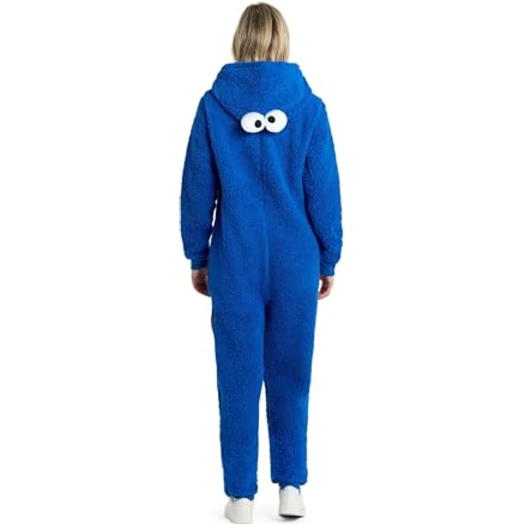 Konjac Sponge Krümelmonster Onesie (XXL), Kapuzenoverall mit Seitentaschen und 3D-Augen, weich und anschmiegsam – Bild 6