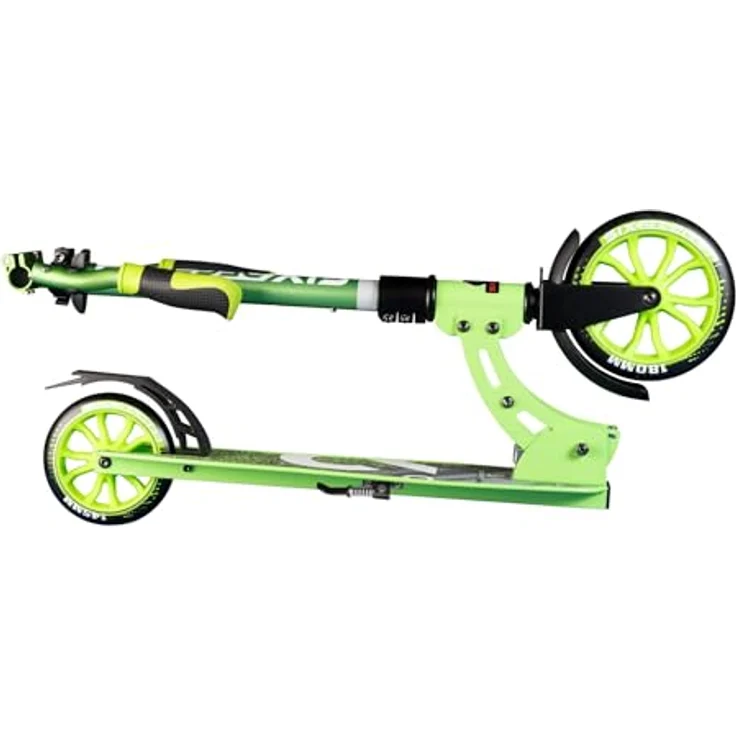 Six Degrees Kinderroller klappbare Fußbremse Grün/Schwarz, Aluminium Scooter Junior 180 mm – Bild 4