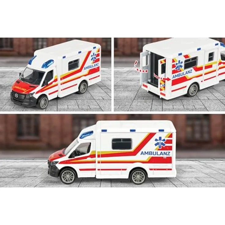majORETTE Mercedes-Benz Sprinter Ambulanz, Spielzeug-Krankenwagen mit Gummireifen, metallene Karosserie, für Kinder ab 3 Jahren, 15 cm – Bild 5