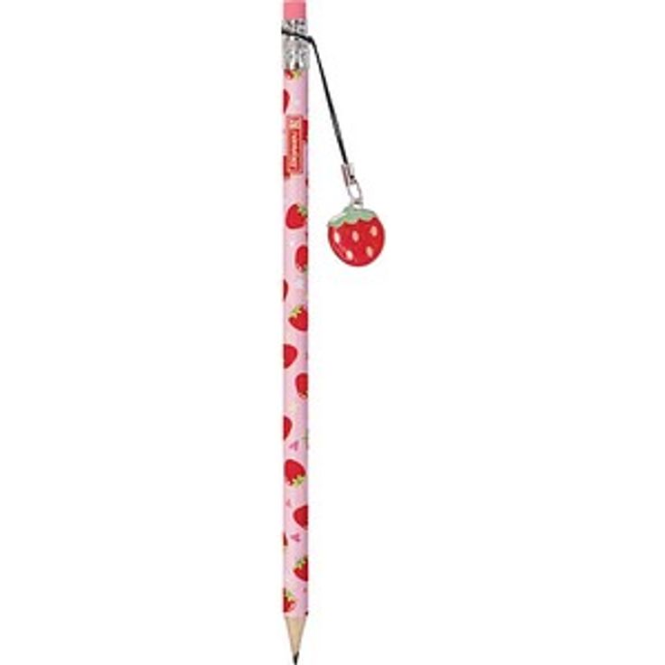 BRUNNEN Fruity Love Bleistift HB, rosa/rot mit Radierer und Erdbeeranhänger, 1 St.