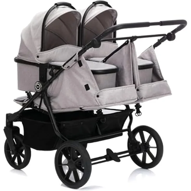 Fillikid Babywanne für Zwillingswagen Duette, komfortable Liegefläche 30 × 75 cm, grau