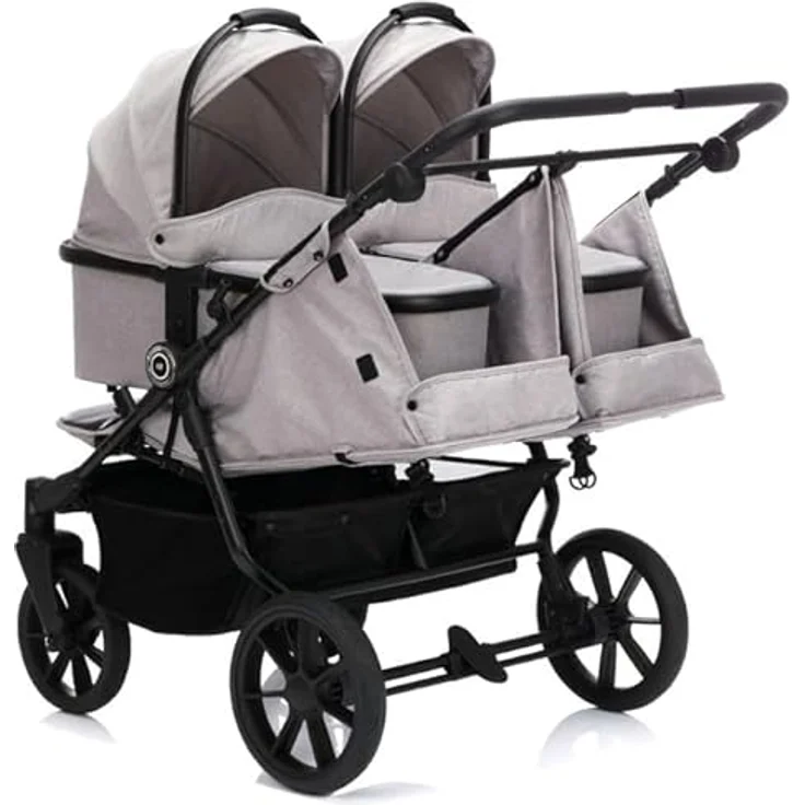 Fillikid Babywanne für Zwillingswagen Duette, komfortable Liegefläche 30 × 75 cm, grau – Bild 1