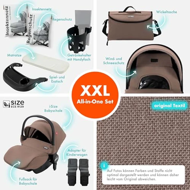 Daliya FLEXI-PRO M 3-in-1 Kinderwagen & Buggy mit i-Size Babyschale, einhändig abnehmbare Babywanne, leichter Aluminiumrahmen, großer Einkaufskorb – Bild 3