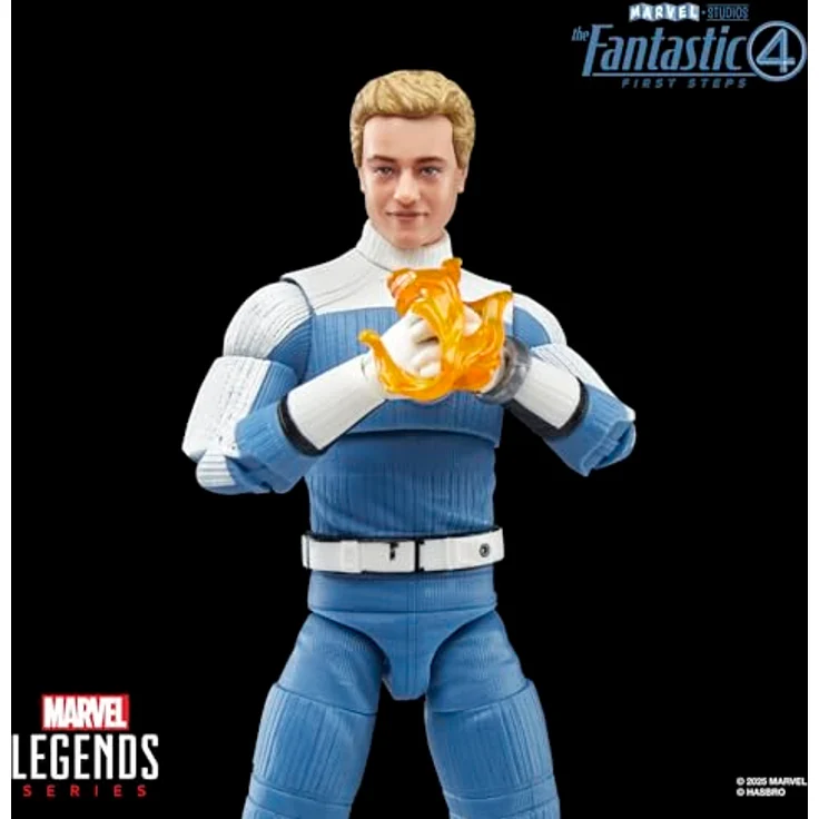 Marvel Legends Series Johnny Storm Action-Figur, 15 cm große Sammelfigur im blauen Anzug mit 4 Accessoires und Flammen-Effekt – Bild 3