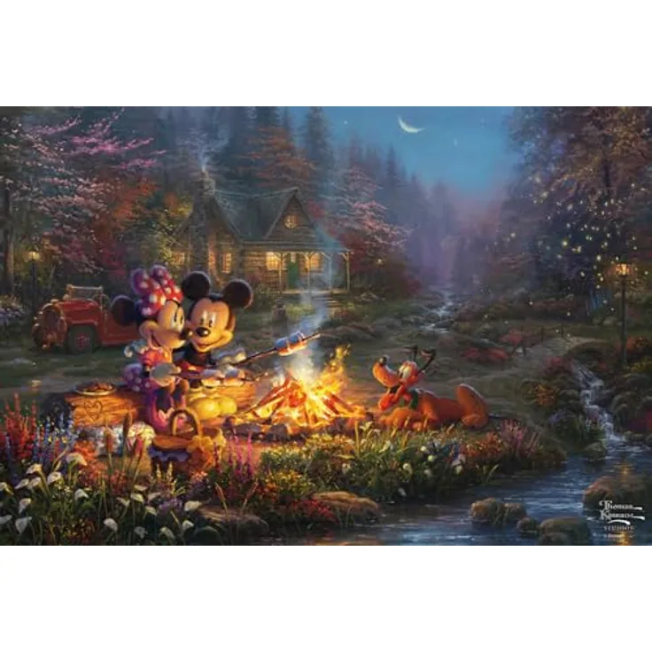 Schmidt Spiele 56558 Thomas Kinkade, Disney Mickey and Minnie, 200 Teile Puzzle mit spiegelfreier Mattlack-Oberfläche, 43,2 x 29,1 cm