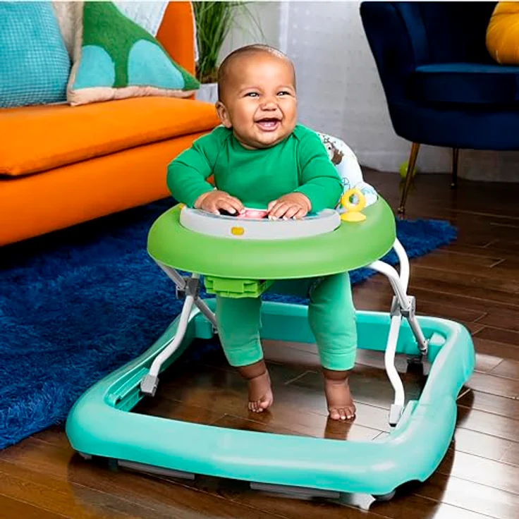 Bright Starts, Tiny Trek 2-in-1 Baby Aktivität Lauflernhilfe mit Spielzeugstation, verstellbarer Höhe und leicht faltbarem Rahmen, Dschungel Ranken Alter 6 Monate+ – Bild 4