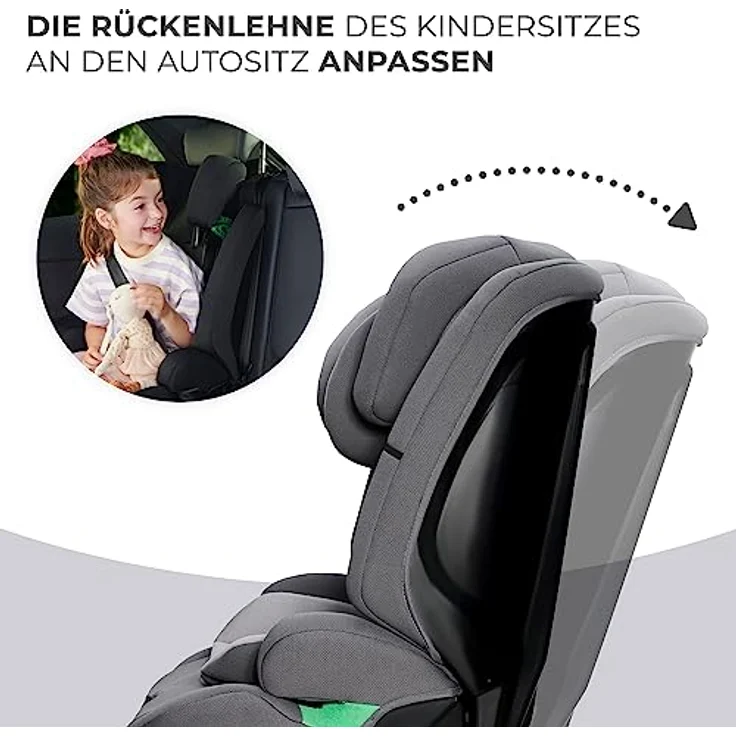 Kinderkraft SAFETY FIX 2 i-Size, Kindersitz ab 15 Monaten bis 12 Jahre (76-150 cm), mit Isofix, Top Tether, Sitzverkleinerer, grau – Bild 8