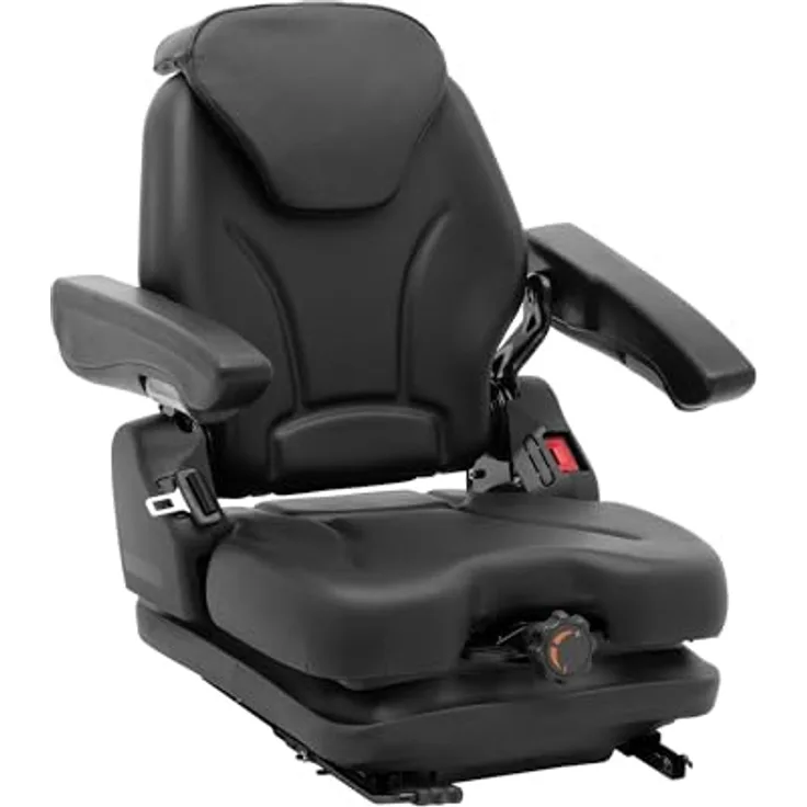 Hillvert Traktorsitz HT-RUNDLE-17, verstellbarer Kindersitz mit Federung, Schwarz, 46 x 46 cm, max. 130 kg Belastbarkeit