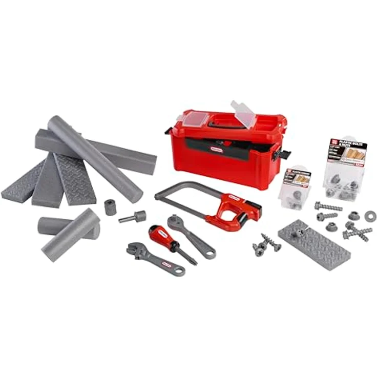 Little Tikes® Creative Construction Werkzeugkasten-Set, 7-teiliges Kinder-Werkzeug-Set mit realistischen Werkzeugen und Bauanleitung – Bild 1