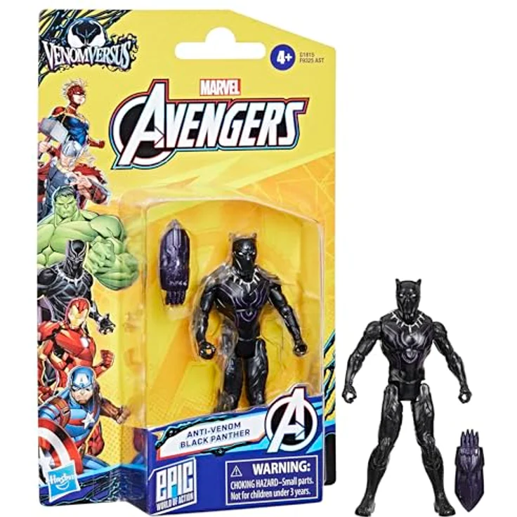 AVENGERS Marvel Avengers VenomVersus Anti-Venom Black Panther Figur, 10 cm bewegliche Action-Figur mit Accessoire, kompatibel mit Epic World of Action Serie – Bild 3