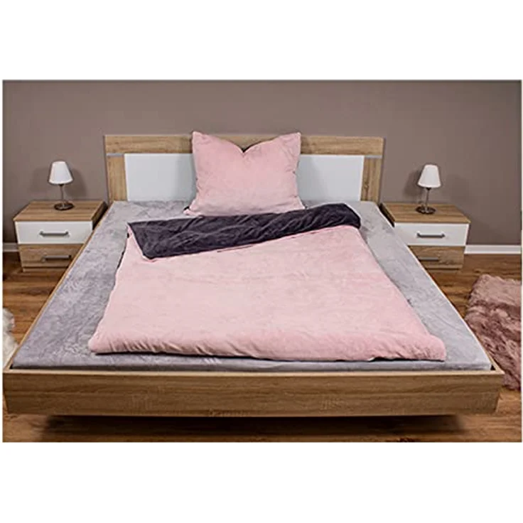 heimtexland ® Teddy Flanell Wende Bettwäsche Bettbezug Set 80x80 I 135x200 Plüsch Bezug Cashmere Touch Typ751 Rosa Anthrazit – Bild 1