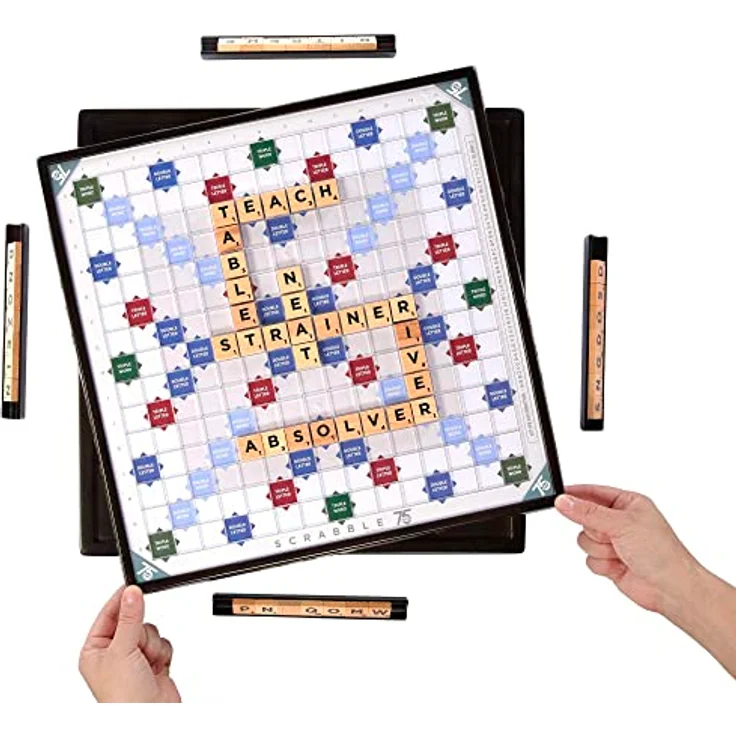 SCRABBLE Sonderedition zum 75. Jubiläum - Nachhaltiges Spielvergnügen mit FSC-zertifizierten Buchstabensteinen und Spielbrett, für die ganze Familie und Wortliebhaber, HPK86 – Bild 4