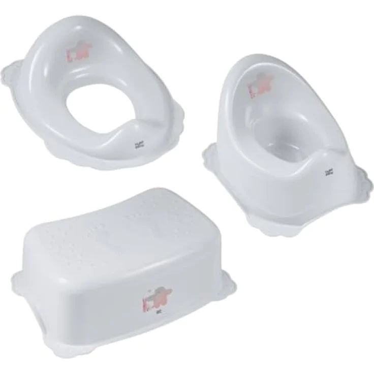 Hylat Baby Töpfchen + Tritthocker + Toilettensitz, Antirutsch Gummi, grau, Motiv: Friends, für Windelfrei und WC-Training – Bild 1