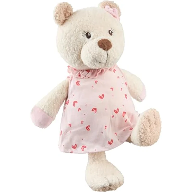 Sterntaler Kuscheltier L BÄR Betty, weich wattierter Stoffbär mit bedrucktem Kleid und 3D Blume am Ohr – Bild 7