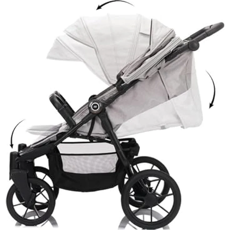 Fillikid Geschwister- & Zwillingskinderwagen Duette bis 22 kg mit Liegeposition & Knickschieber - Grau, inkl. Gratis Mobilitätsgarantie – Bild 4