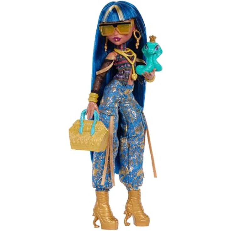Monster High Cleo de Nile, Basispuppe (G3) mit goldenen Mumien-Akzenten, inklusive Haustier-Kobra Hissette und 7 Zubehörteilen – Bild 3