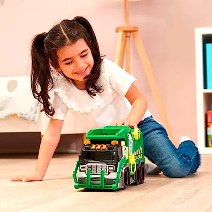 Dickie Toys - Spielzeug-Müllauto mit vielen Funktionen (39 cm) - großes Spielzeugauto für Kinder ab 3 Jahre mit motorisierter Hebefunktion, Greifarm, Mülltonne, Licht & Sound u.v.m. – Bild 5