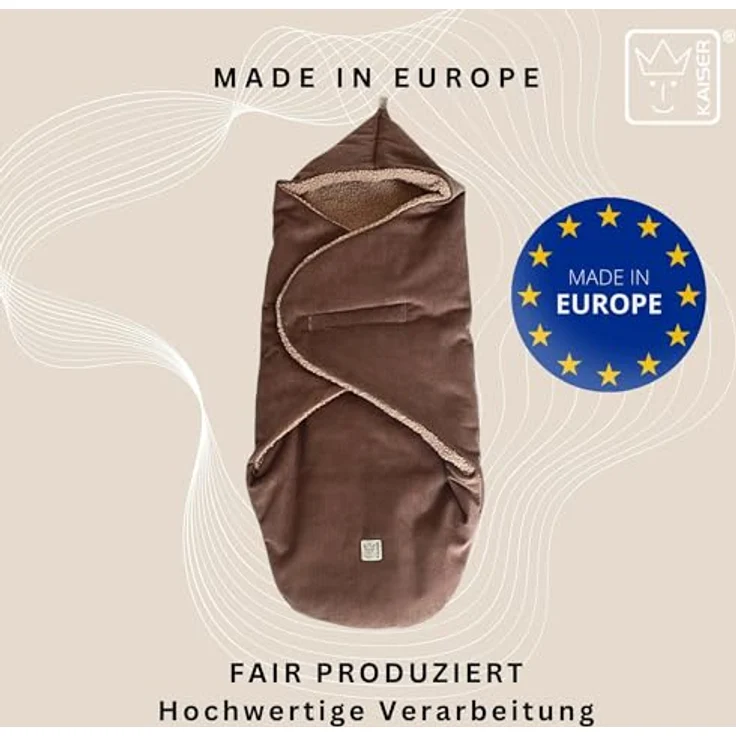 Kaiser Callie Cord Einschlagdecke für Babyschale, 80x40 cm, wattiert, OEKO-TEX, für 0-12 Monate, caribou – Bild 2
