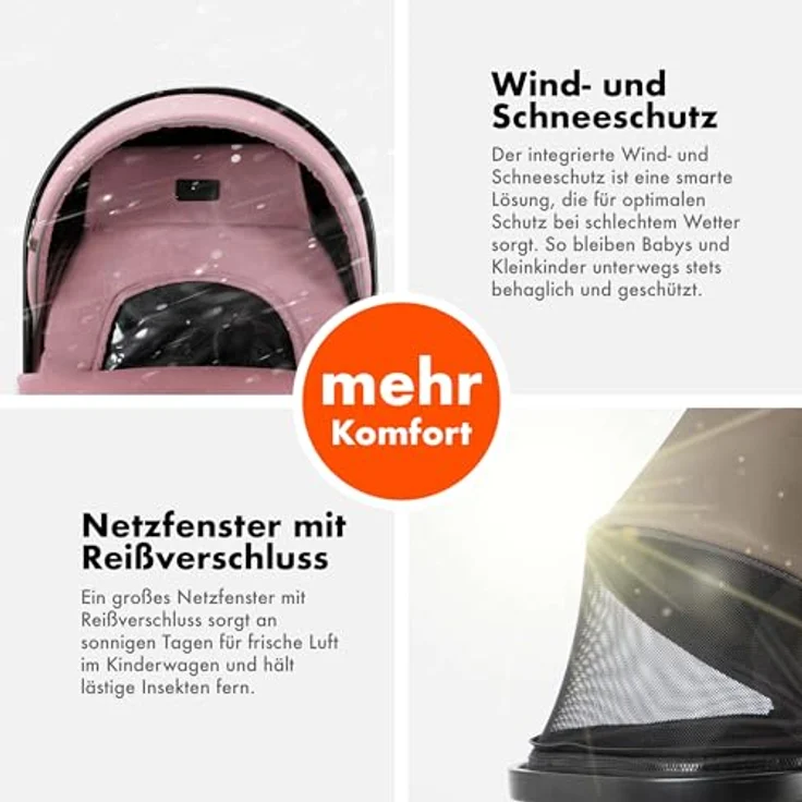Daliya® FLEXI-PRO M 3in1 Kombikinderwagen, Buggy mit i-Size Babyschale, einhändig abnehmbare Babywanne, Memory-Knöpfe, leichter Rahmen, großer Einkaufskorb – Bild 8