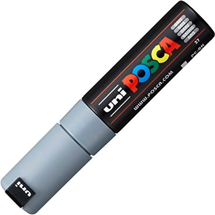uni-ball 182633 - POSCA Marker mit breiter Keilspitze, grau – Bild 1