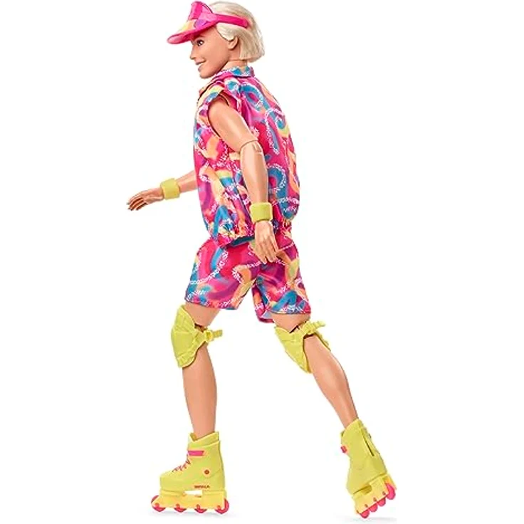 BARBIE THE MOVIE Ken - Sammelpuppe im Neon-Outfit, Skating-Look, Retro-Muster, Impala-Inlineskates, Verpackung mit Spielfilm-Motiven, für Kinder ab 3 Jahren, HRF28 – Bild 3