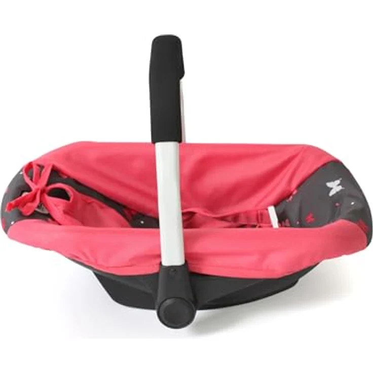 Bayer Chic 2000 Puppen-Autositz für Baby-Puppen, ergonomischer Softgriff und Anschnallgurt, Butterfly, Koralle, 45 x 31 x 32 cm, Konfetti Pink – Bild 2