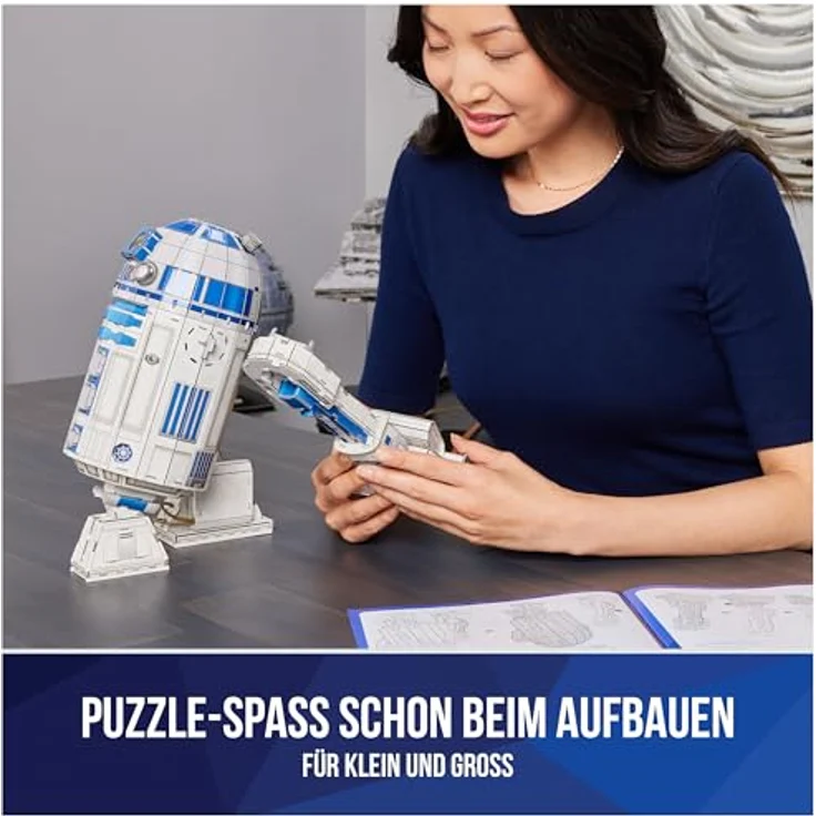 Spin Master 3D-Puzzle 4D Build - Star Wars R2-D2 Roboter, 201 Puzzleteile - Filmgetreues 3D-Modell, hochwertiger Karton, 19 cm x 18,6 cm x 28 cm – Bild 3